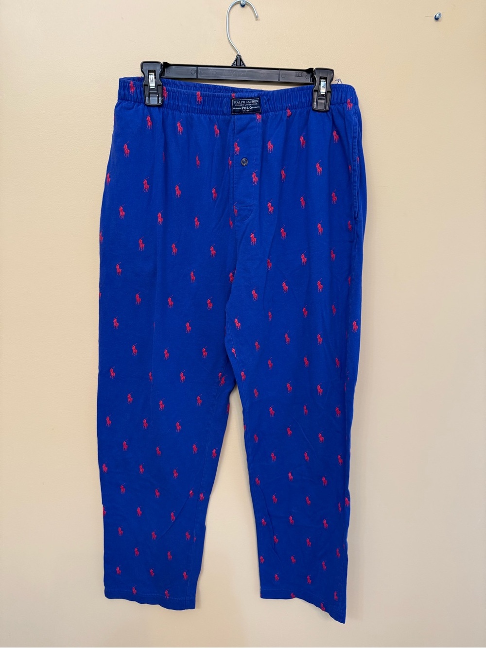 Polo by Ralph Lauren Boys Royal Blue Pajama Pants with Red Pony Motif
